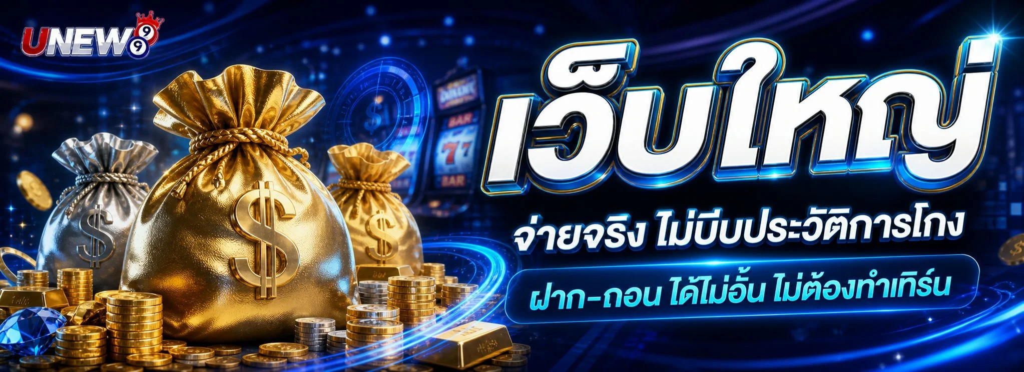 หน้าหลักเว็บ UNEW9 เว็บหวยออนไลน์ครบวงจรพร้อมเมนูแทงหวยทุกประเภท